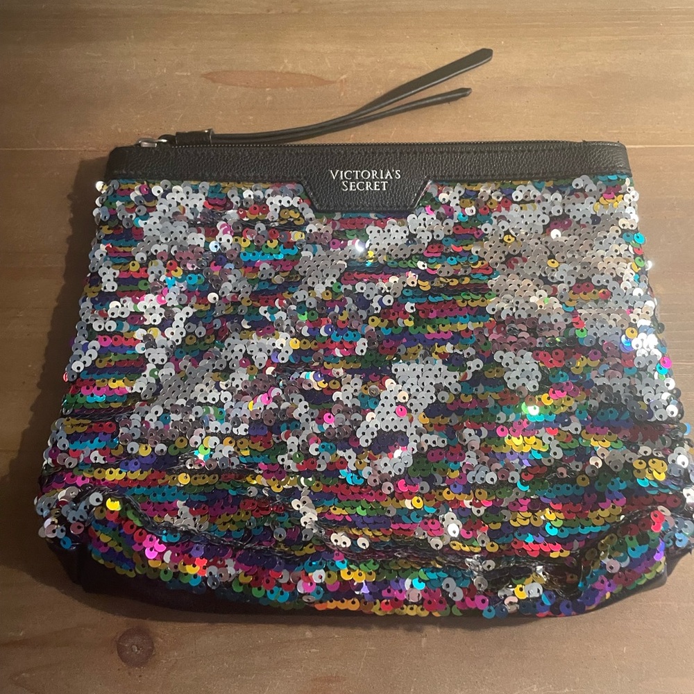 Victoria's Secret Sequin Rainbow cosmetics bag